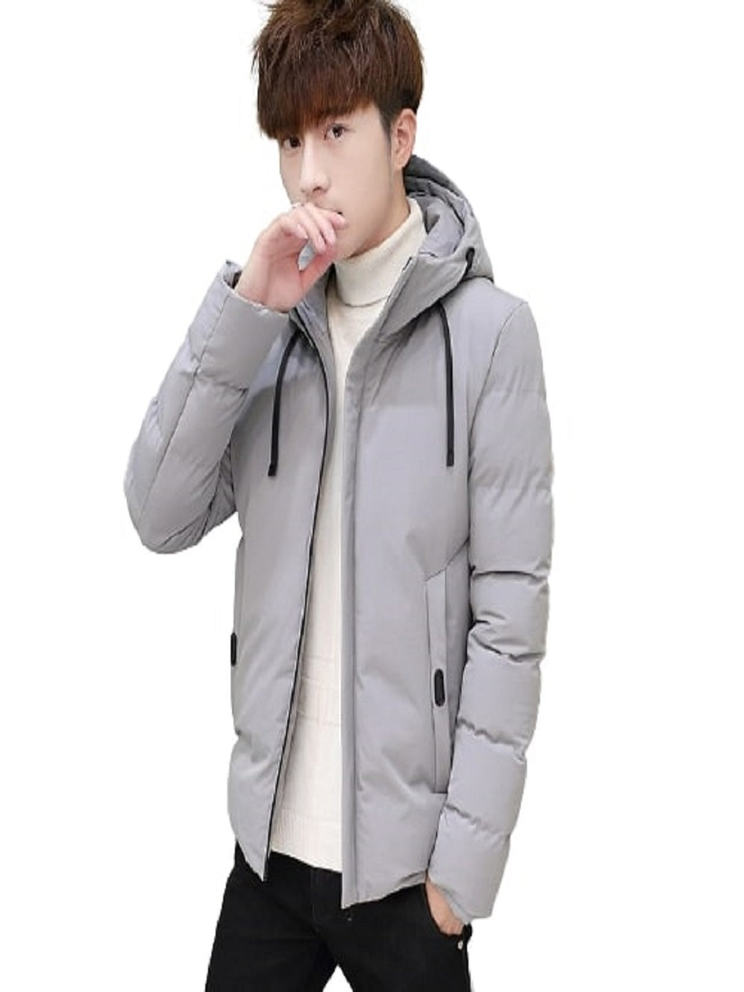 YOONIKK Men's Standard Length Polycotton Hooded Bomber Jacket/winter wear