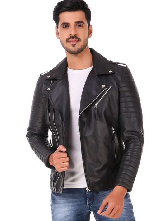 YOONIKK Mens Biker jacket fashion Leather