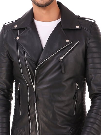 YOONIKK Mens Biker jacket fashion Leather