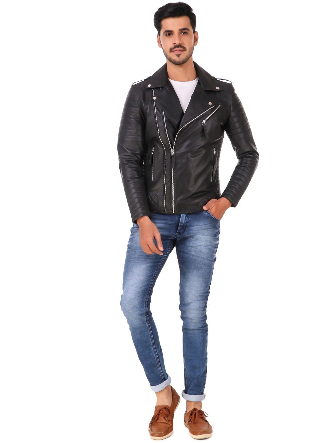 YOONIKK Mens Biker jacket fashion Leather